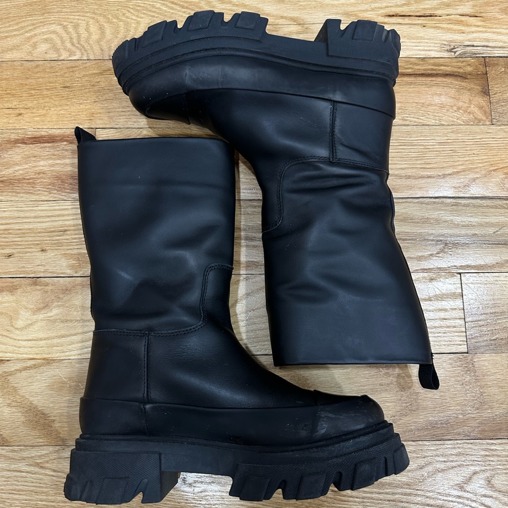 GANNI Mid Calf Lug Black Boots